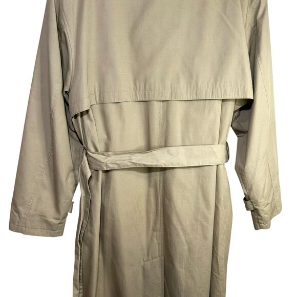 VTG Accents On Outerwear Mens Tan Double Breasted Trench Coat Removable Liner 38 - Picture 7 of 16